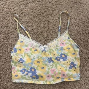 Cropped floral tank